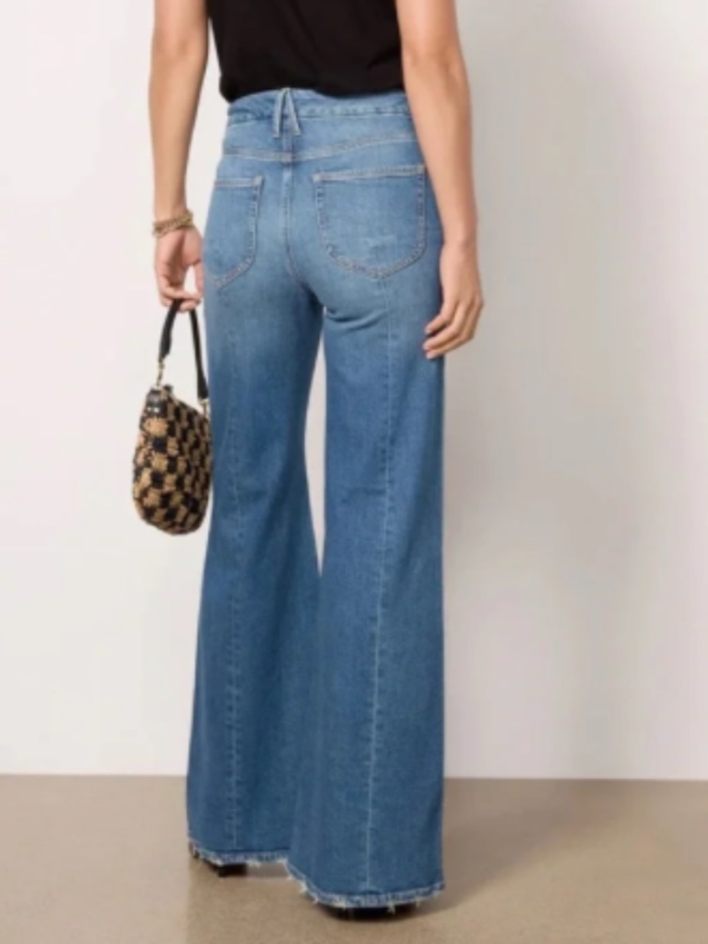 Good American Good Waist Palazzo Seamed Jeans Sz 28 - Picture 2 of 13